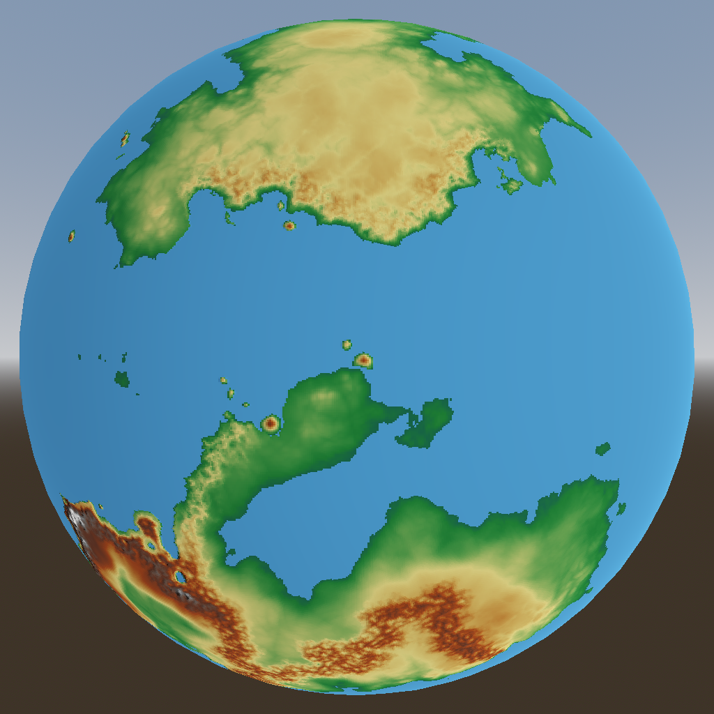 Coarse height map of a generated world