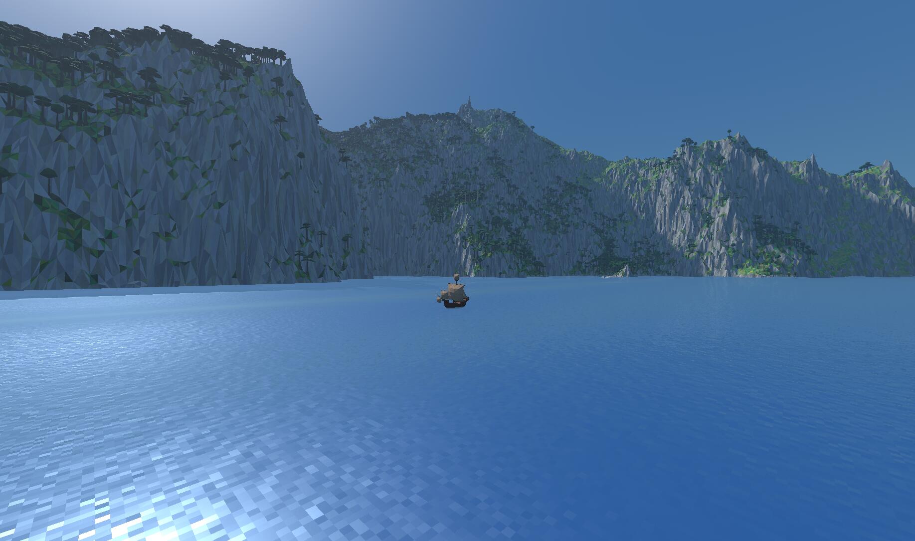 Screenshot of the same cliffs, now devoid of trees