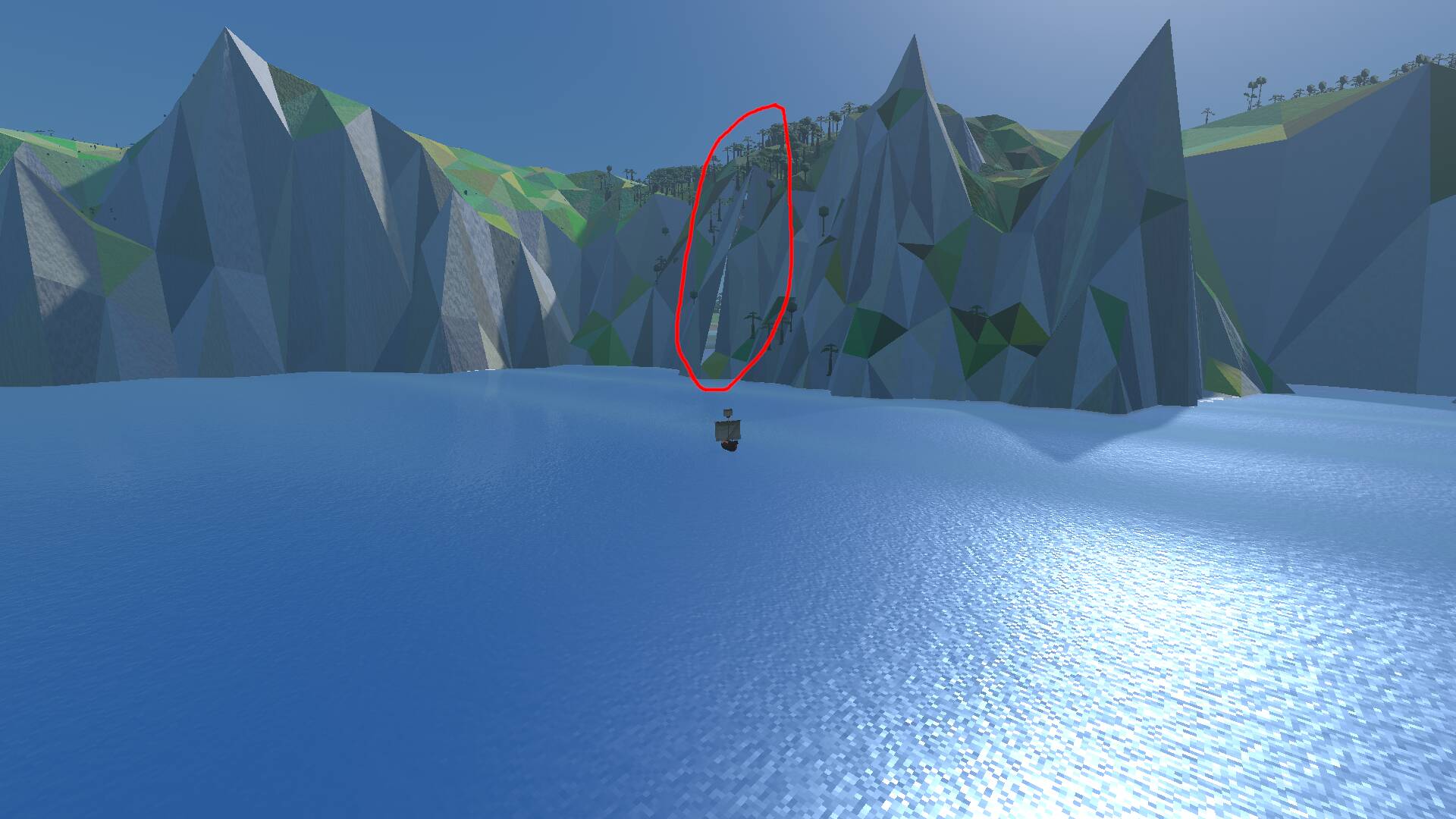 Screenshot of a crack in the terrain