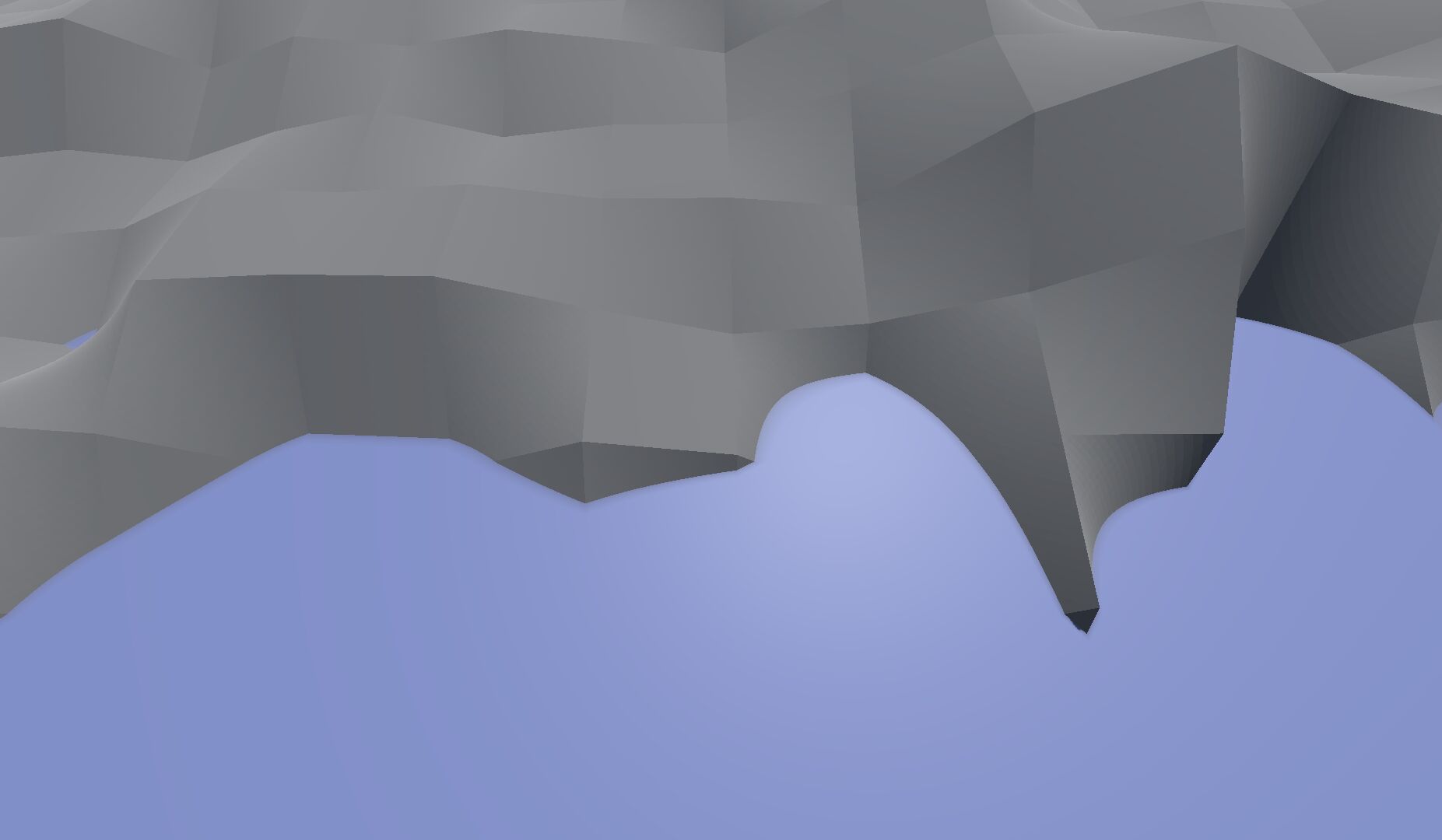 A grey terrain that clearly consists of square tiles