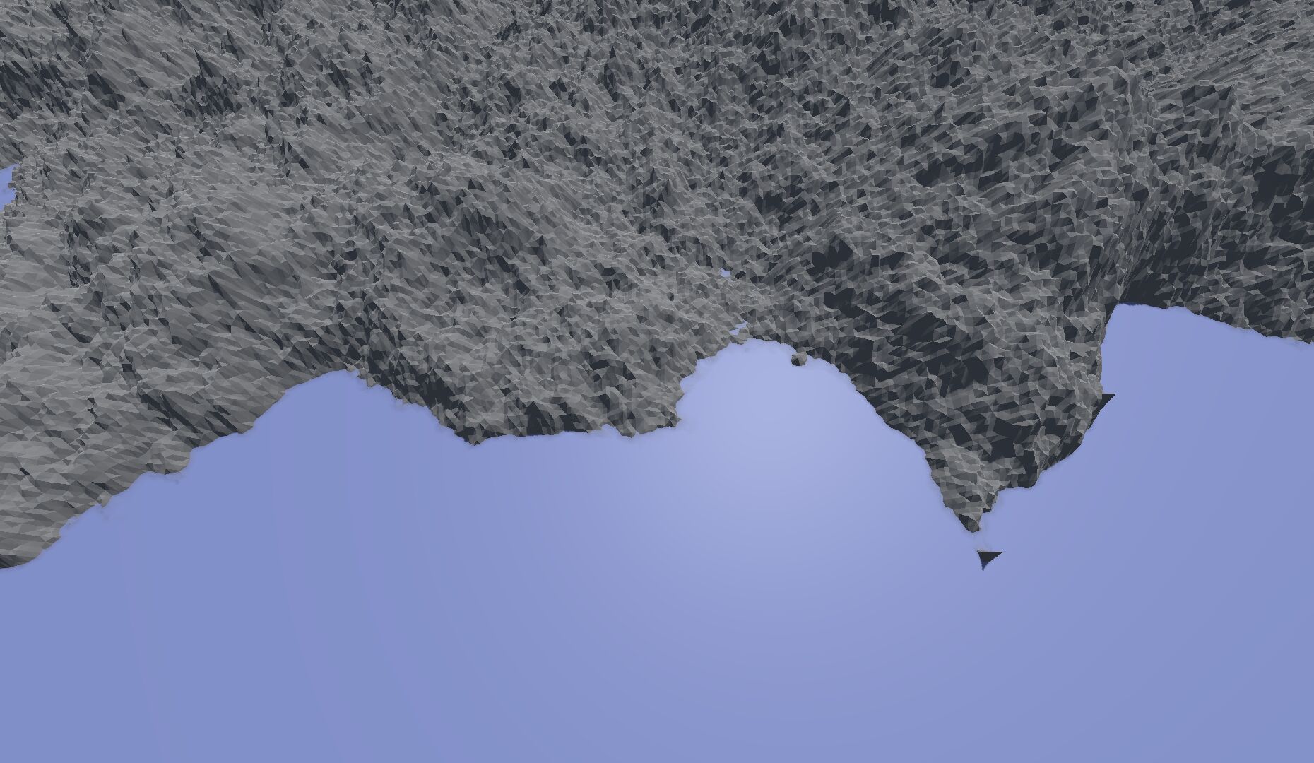 A grey terrain with diamond-square applied to it