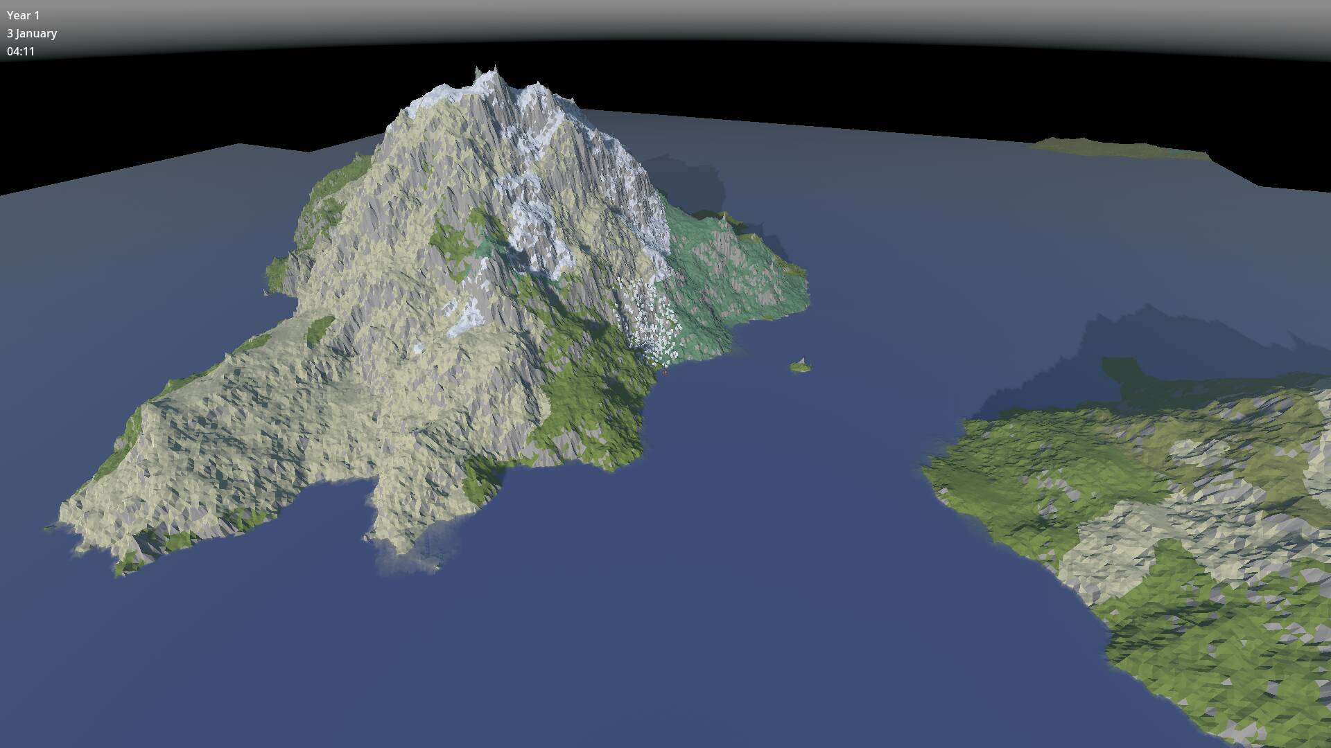 The same island again, but now steeper sections are coloured grey again