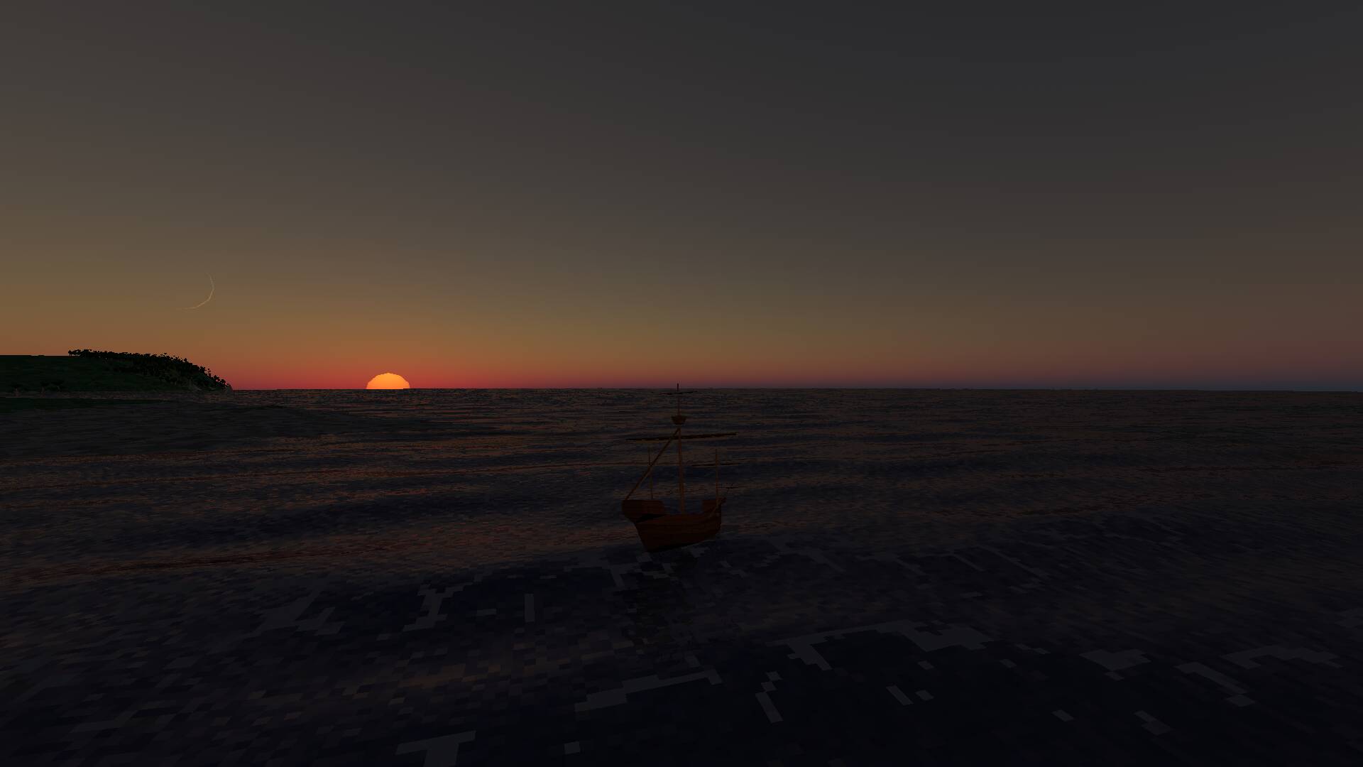 Sunset without horizon bending