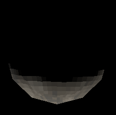 A crescent shape with a more grainy inner curve