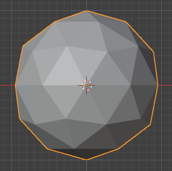 A subdivided icosahedron, outlined in orange; it does not look perfectly regular