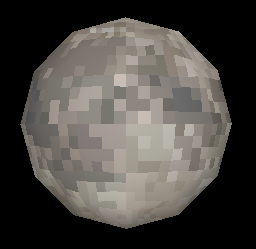 A full moon with a pixelated texture that looks like Earth’s own