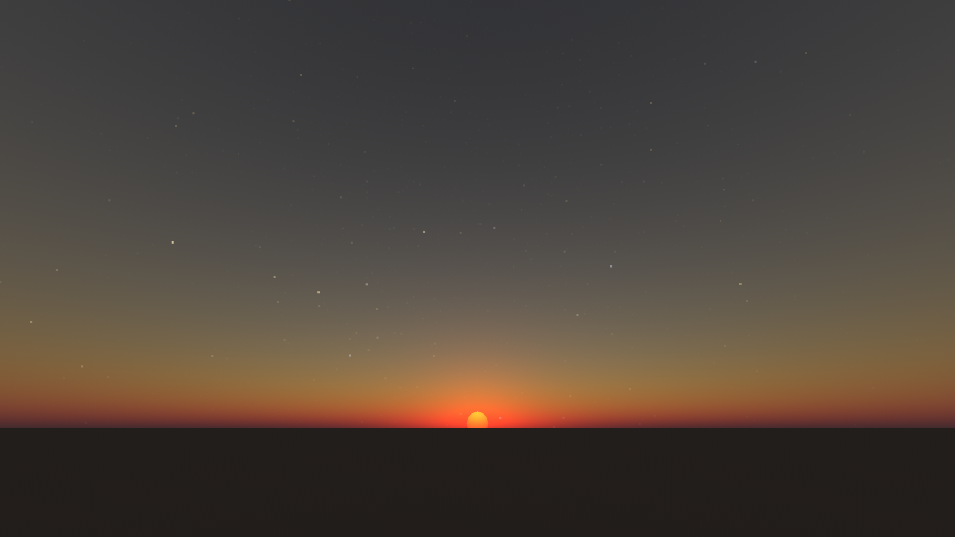 A sunrise, with stars still clearly visible around the sun