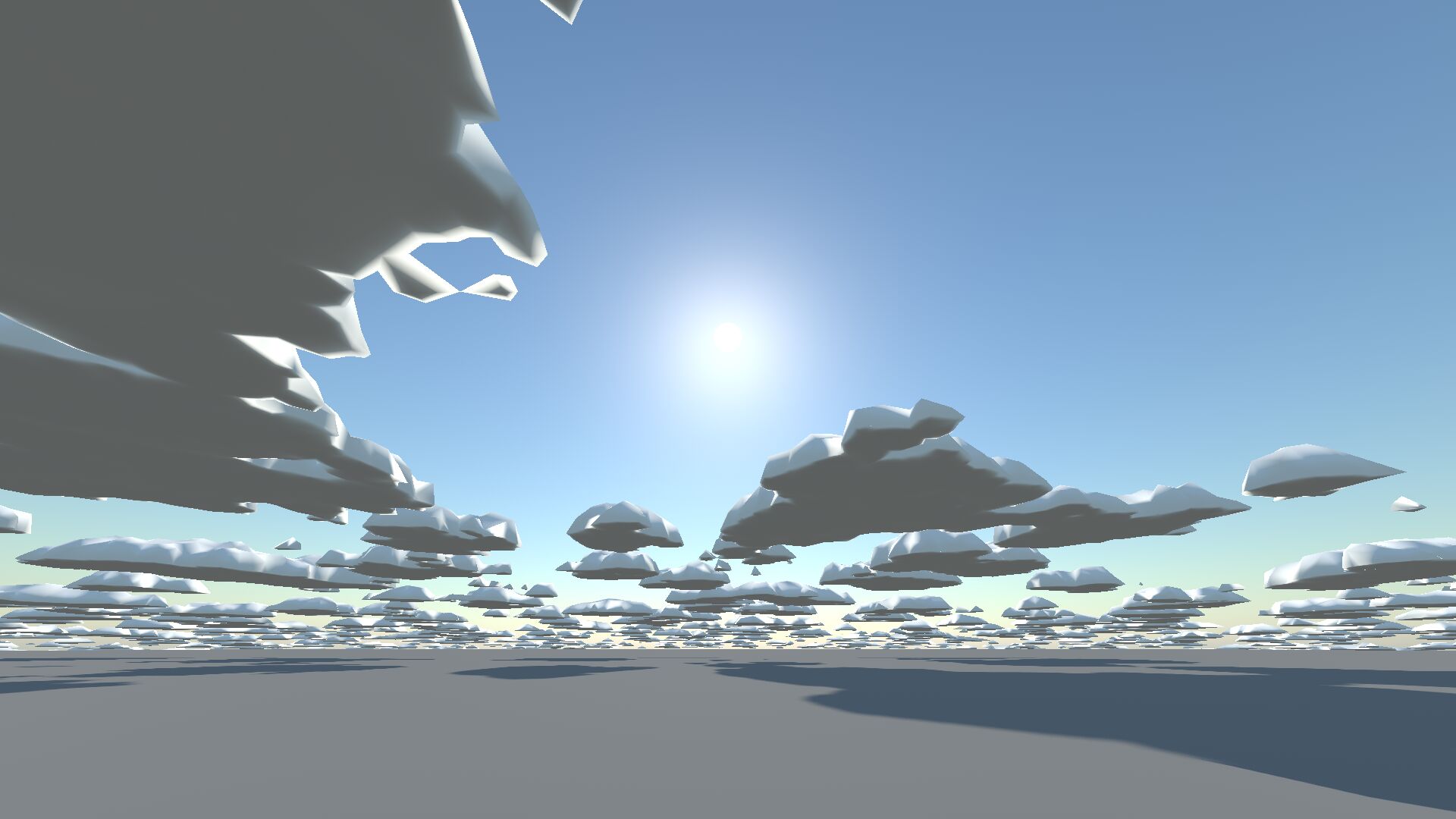 Clouds now meet the horizon