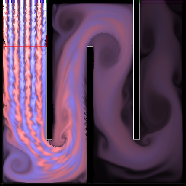 Screenshot of the fluid solver according to Jos Stam&rsquo;s algorithm