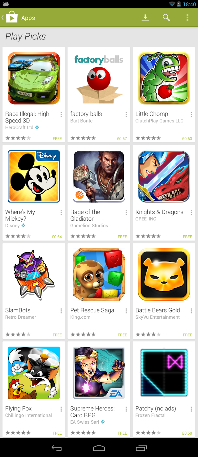 Patchy featuring in the Play Store